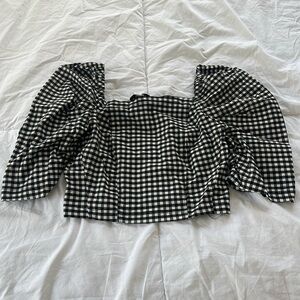 Top Shop Black and White Checkered Crop Top